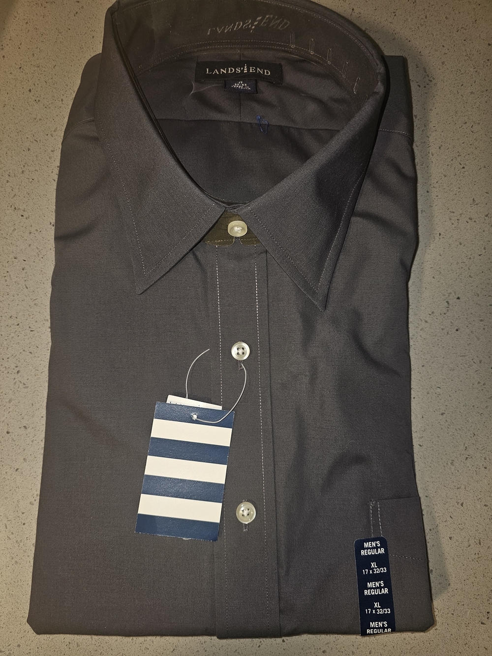 Lands' End Men's Charcoal Gray Dress Shirt - Button Front